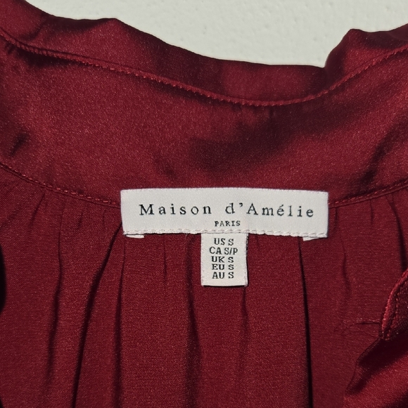 Maison D'Amelie Burgundy Wine Button Down Shirt - Picture 2 of 4